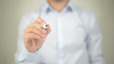 Doları kriz, şeffaf ekranda yazma adam