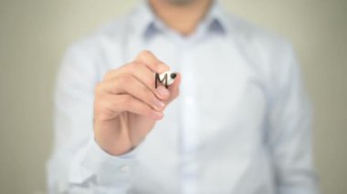 Para yaptırdığını, şeffaf ekranda yazma adam