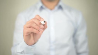 Değer teklifi, şeffaf ekranda yazma adam