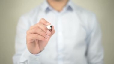 Son uyarı, şeffaf ekranda yazma adam