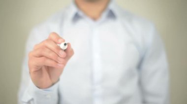 Ben kayıp oldu, şeffaf ekranda yazma adam