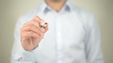 Ne Are sen tutkulu, şeffaf ekranda yazma adam hakkında