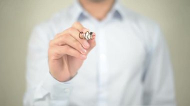 Yükleme, şeffaf ekranda yazma adam yaratıcılık