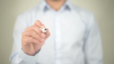 Ağ arama, şeffaf ekranda yazma adam