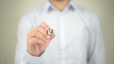 Programlama, şeffaf ekranda yazma adam Bağdaşık