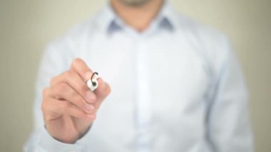 Copywriting , şeffaf duvara yazma adam