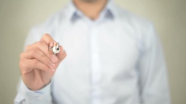 Öncelik, şeffaf ekranda yazma adam mutluluktur