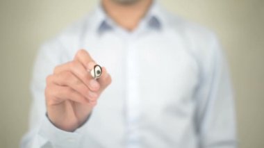 Hak ettiği zafer, şeffaf duvarda yazılı adam