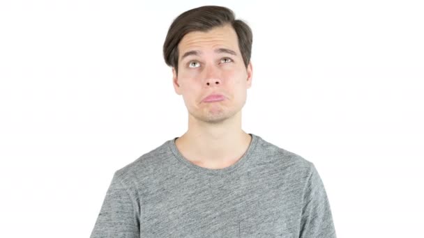 Πορτρέτο του σοκαρισμένος λυπημένος θυμωμένος νεαρός άνδρας δημιουργική — Αρχείο Βίντεο