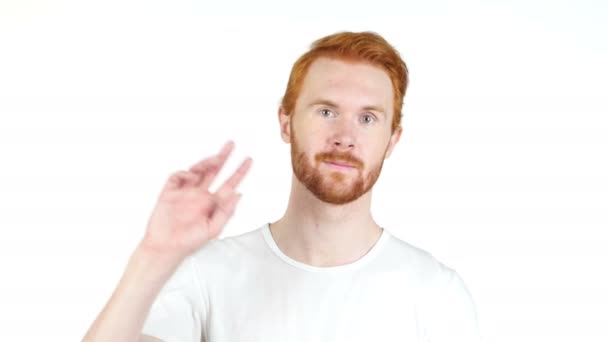 笑みを浮かべて手を振って redhair 男 - 幸福と人々 の概念 — ストック動画