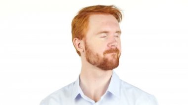 Öfkeli kızıl saçlı işadamı portresi katılmıyorum kavramı