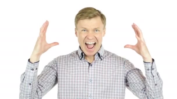 Portrait of young man screaming — Stock Video