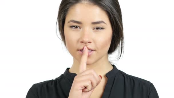 Keep the Secret,  Silence Gesture By Beautiful Girl — Stock Video