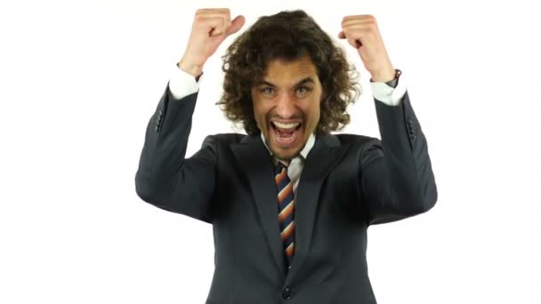Retrato de un exitoso hombre de negocios con una sonrisa de confianza — Vídeos de Stock