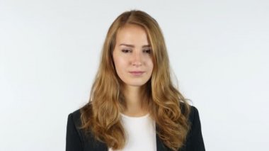Jest, işkadını gösterilen No ile parmak, beyaz arka plan