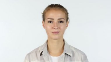 Öğrenci kız, tasarımcı, beyaz arka plan portresi