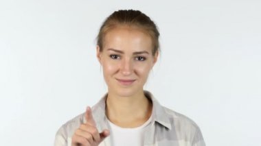 Jest ara beni tarafından genç kız, beyaz arka plan