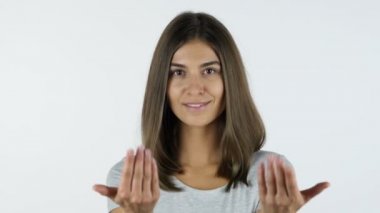 Birleşim kız tarafından Studio beyaz arka plan için davet