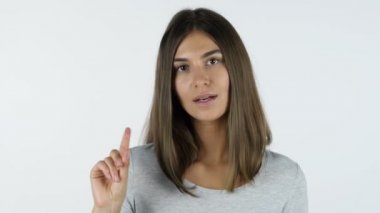 Hayır, güzel kız, beyaz arka planda Studio inkar jesti