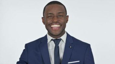 Karşınızda Afrikalı İşadamı Dalgalanan, Beyaz Arkaplan