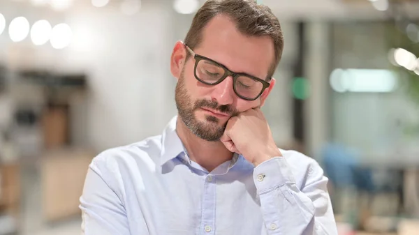 Portrait d'un homme d'affaires fatigué dormant assis au travail — Photo