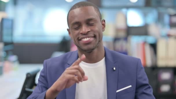 Portrait of African Businessman showing Heart Sign by Hand — Stock Video