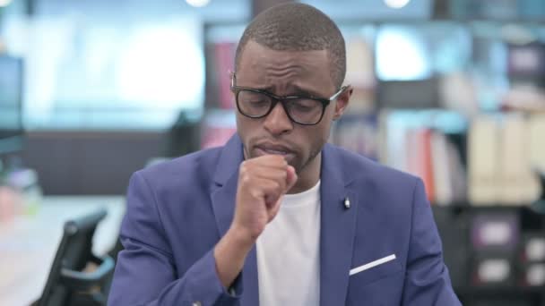 Portrait of African Businessman having Coughing — Stock Video