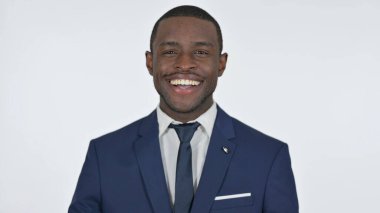 Neşeli Afrikalı İş Adamı Gülümseyen, Beyaz Arkaplan