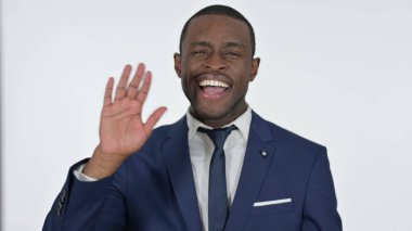 Afrikalı İşadamı, Beyaz Arkaplan 'dan Online Video Sohbeti