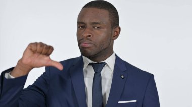 Afrikalı İşadamı Beyaz Arkaplan 'dan Başparmak İndirme