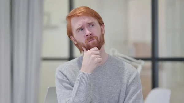 Pensive Young Beard Redhead Man Thinking — Stock fotografie