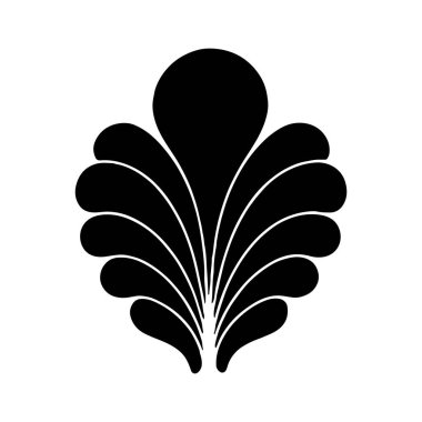 Çarpıcı bir siyah siluet düz kıvrımlı ve simetrik şekilli dekoratif bir yaprak tasarımı içerir. Bu sanatsal eser çeşitli yaratıcı projeleri geliştirebilir ve görsel olarak çekicidir..