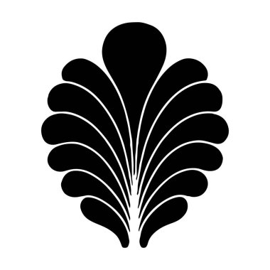 Dekoratif bir tasarım düz kıvrımlı ve katmanlı elementlere sahip siyah bir kabuk şeklini içerir, herhangi bir modern dekor veya sanat eserine zarafet katmak için mükemmeldir..