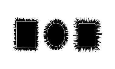 Farklı şekil ve dokulara sahip üç farklı soyut çerçeve sergilenmektedir. Çerçeveler beyaz bir arkaplana karşı siyahtır, yaratıcılığı vurgularken çarpıcı bir görsel karşıtlık sunar.