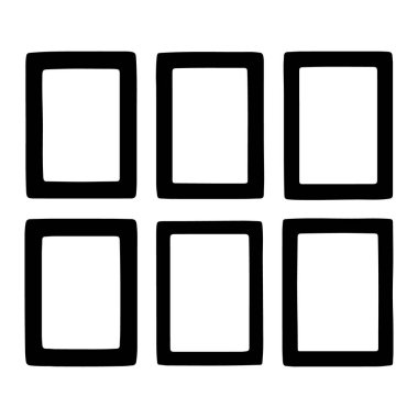 İki sıra halinde altı boş çerçeve sıralanarak, sergi sanatı veya fotoğraf sergilemek için mükemmel, temiz ve basit bir düzen sağlanıyor. Sanat ve dekorasyon fikirleri için idealdir..