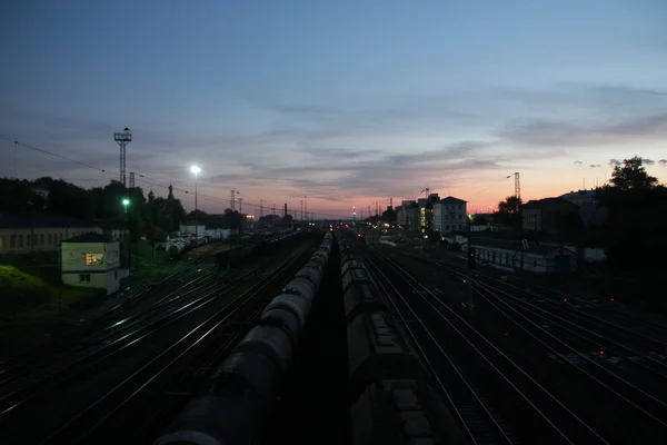 Stazione ferroviaria in una notte in Russia — Foto Stock