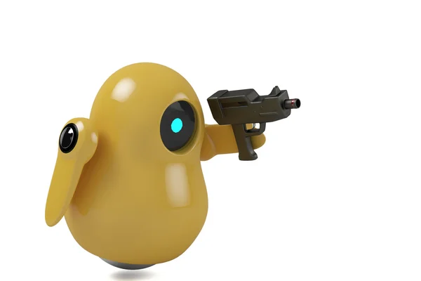 Robô amarelo com pistola — Fotografia de Stock