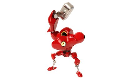 A robot holding a hammer clipart