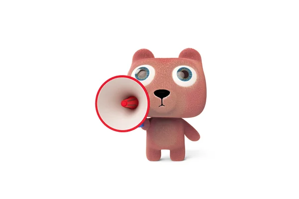 Urso rosa e megafone — Fotografia de Stock