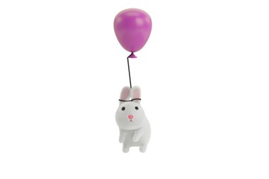 Bir balon tavşan kulakları, 3d resimde bağlı.