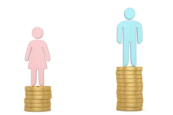 Simbol Pria Dan Wanita Dengan Koin Terisolasi Latar Belakang Putih — Stok Foto