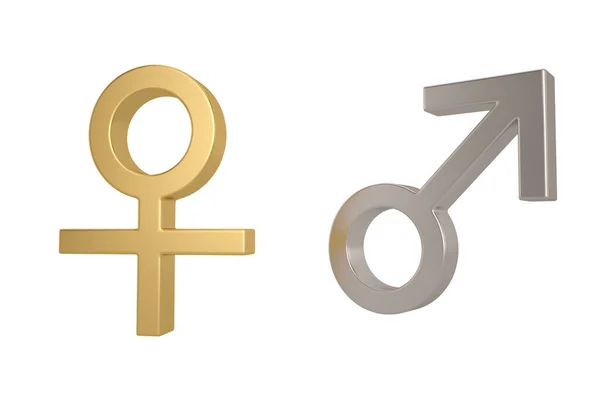 Conceito Igualdade Gênero Símbolo Gênero Isolado Fundo Branco Renderização Ilustração — Fotografia de Stock
