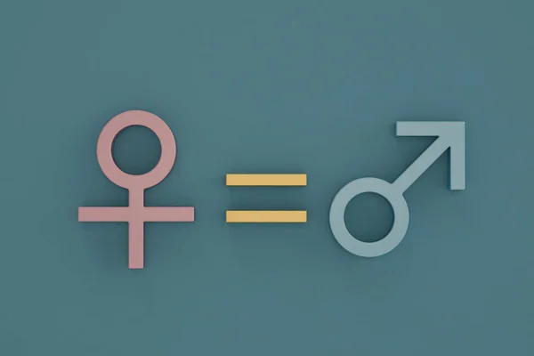 Гендерное Равенство Гендерный Символ Синем Фоне Рендеринг Иллюстрация — стоковое фото