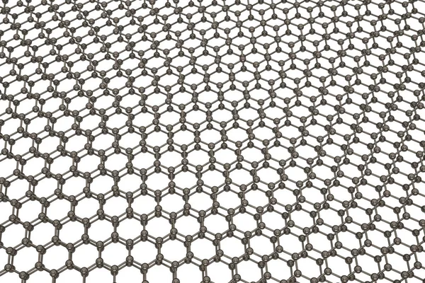 Grafén Koncepció Hexagonal Atom Array Renderelés Illusztráció — Stock Fotó