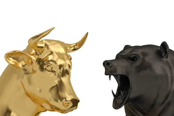 Financial Concept Bull Head Isolated White Background Rendering Illustration — Stock Photo, Image