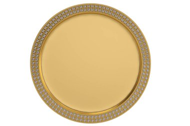 Altın podyum, beyaz arka planda izole edilmiş, 3D görüntüleme. 3B illüstrasyon.