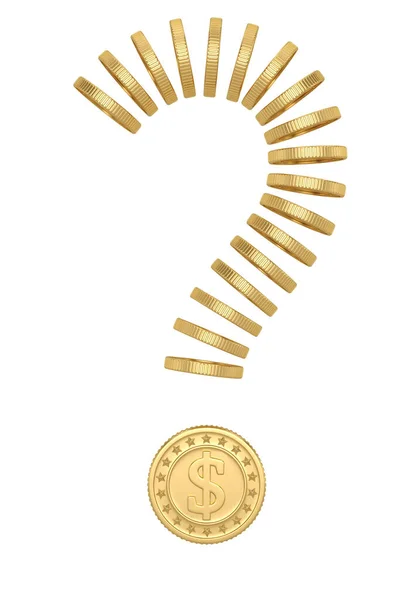 Goldmünze Fragezeichen Isoliert Auf Weißem Hintergrund Illustration — Stockfoto