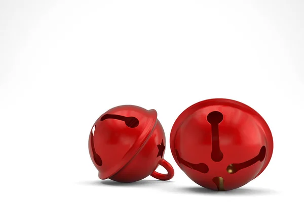 赤のジングルベル白の背景に隔離された 3Dイラスト — ストック写真