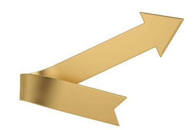 Yüksek kalite, beyaz arka planda izole edilmiş altın ok. 3B illüstrasyon.