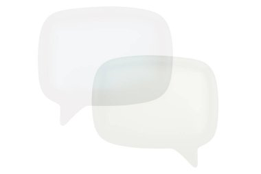 Beyaz arka planda izole edilmiş şeffaf konuşma balonu, üç boyutlu görüntüleme. 3B illüstrasyon.